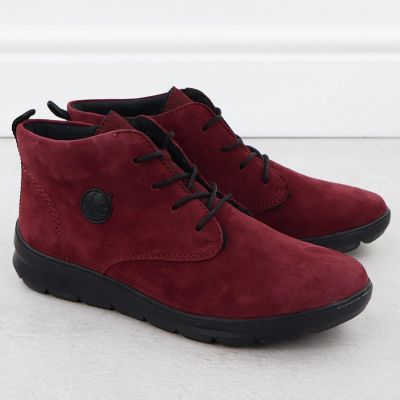 13. Damen-Ankle-Boots aus Wildleder in Burgunderrot, Modell Rieker Z0022-35