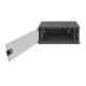 24. 19-Zoll-4HE-Wandnetzwerkschrank, SOHO 241 x 540 x 400 mm, Glastür, schwarz, unmontiert, 60 kg
