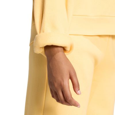 5. adidas Essentials Feelcozy Damen-Sweatshirt mit kleinem Logo, Gelb, KC5278