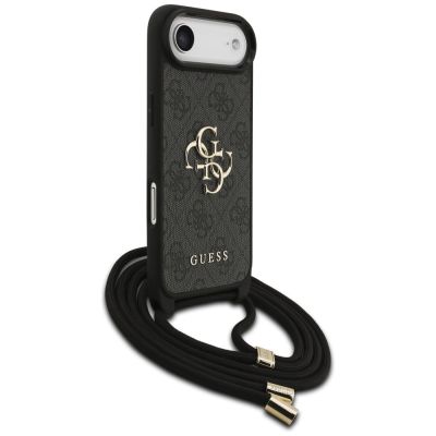 3. Guess 4G Big Logo Cord Strap Crossbody Case für iPhone Air - Schwarz