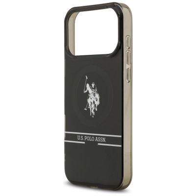 6. US Polo DH und Bottom Stripe Logo MagSafe Hülle für iPhone 17 Pro Max - Schwarz
