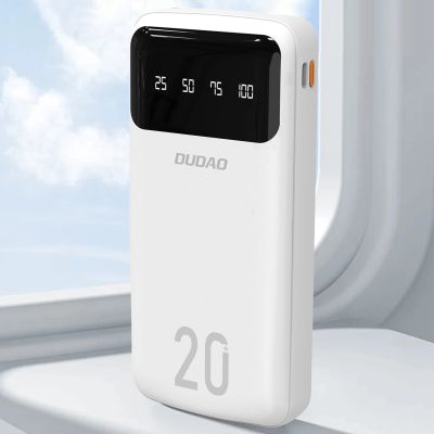 5. Dudao Powerbank mit hoher Kapazität und 4 integrierten Kabeln 20000mAh USB Typ C + Micro-USB + Lightning + USB-A (Eingang) - weiß (Dudao K6Pro+)
