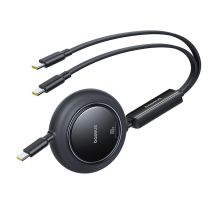 Baseus Free2Pull Mini 100W 3-in-1 USB-C Einzugskabel – 2x USB-C 1,2 m – Schwarz