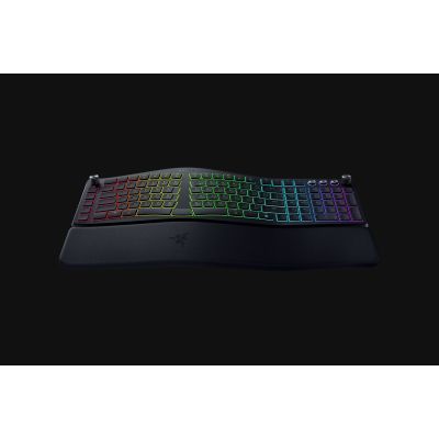 7. Razer Pro Type Ergo Tastatur, universell einsetzbar mit USB, Funkfernbedienung und Bluetooth, QWERTZ-Tastatur (US-Englisch), Schwarz