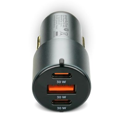 3. EVERACTIVE Autoladegerät 1x USB QC3.0, 2x USB-C PD 60W SCHWARZ CC-40Q