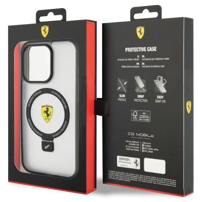 8. Ferrari FEHMP15LUSCAH iPhone 15 Pro 6,1" transparentes Hardcase Ring Stand 2023 Collection MagSafe