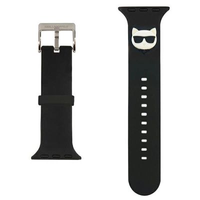 2. Karl Lagerfeld KLAWLSLCK Apple Watch Strap 42/44 / 45mm schwarz / schwarzes Armband Silikon Choupette Heads