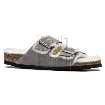 5. Birkenstock Arizona Shearling Stone Coin Wildleder mit Lammwolle Regular Wide Slides für Damen/Herren (1017402)