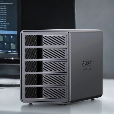3. Orico 9858T3 5 Big DAS Solution ProThunder Disk Array mit Thunderbolt 3 für 5 x 2,5"/3,5" SATA HDD/SSD - Grau