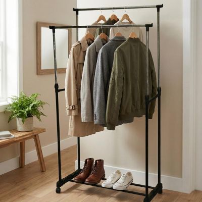 12. Hervorragende Haushaltswaren, doppelter Kleiderbügel 80x42x90-160 cm