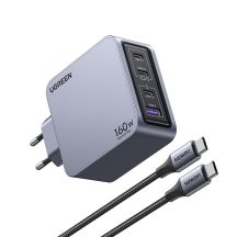 Ugreen Nexode Pro 160W GaN-Ladegerät mit USB-C-Kabel, Universal, Schwarz/Grau, AC-Schnellladung, intern