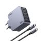 Ugreen Nexode Pro 160W GaN-Ladegerät mit USB-C-Kabel, Universal, Schwarz/Grau, AC-Schnellladung, intern