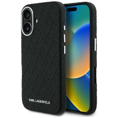 Karl Lagerfeld FW Stamped Karl MagSafe iPhone 16 Hülle - Schwarz