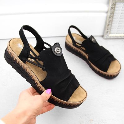 8. Bequeme Rieker W RKR677 schwarze Sandalen