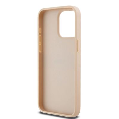 7. DKNY Lederhülle mit Monostreifen und Metalllogo für iPhone 15 Pro Max – Rosa
