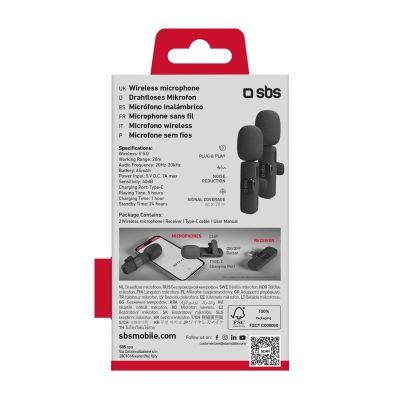 2. SBS Lavalier-Mikrofone mit USB-C-Empfänger, 2 Stück – Schwarz