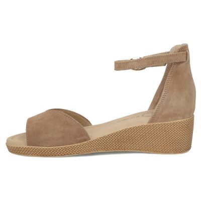 3. Filippo DS7635 Damen-Keilsandalen aus taupefarbenem Leder