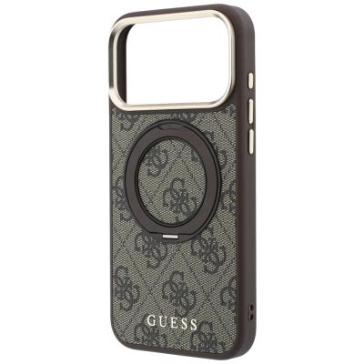 6. Guess Ring Stand 360 4G Classic Logo MagSafe Hülle für iPhone 18 Pro / 17 Pro - Braun
