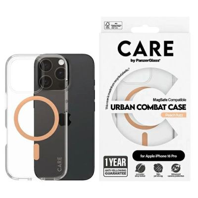 CARE by PanzerGlass Flaggschiff-Hülle iPhone 16 Pro 6,3" pfirsich/pfirsich MagSafe 1374