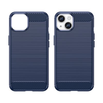 8. Carbon Case für iPhone 14 Plus flexible Gel-Rückseite blau