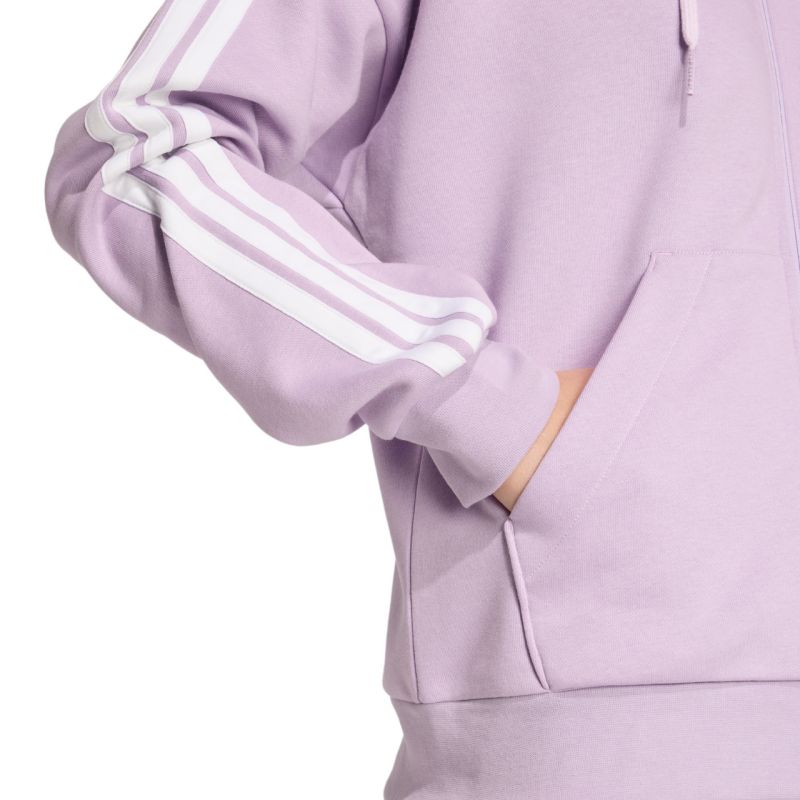 12. Damen adidas Essentials 3-Streifen Fleece-Hoodie mit durchgehendem Reißverschluss Lila JY3080