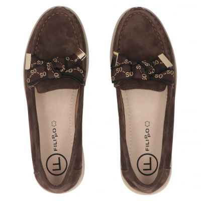5. Braune Filippo DP6457 Loafer aus Wildleder mit Schleife