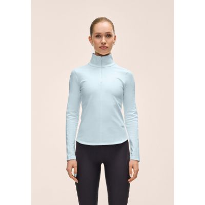 2. CASALL Damen Serene Langarmshirt mit halbem Reißverschluss, Blau