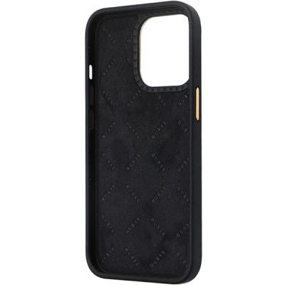 7. Guess GUHCP13LM4DGPK Hülle für iPhone 13 Pro / 13 – schwarzes Silikon Logo Strass 4G