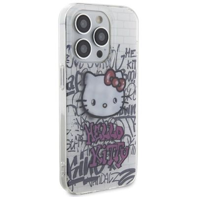 4. Hello Kitty IML Kitty On Bricks Graffiti Hülle für iPhone 14 Pro – weiß