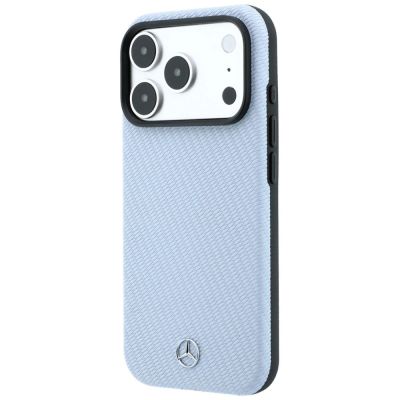 2. Mercedes Leder-Halbhülle in Holzoptik mit MagSafe-Funktion für iPhone 17 Pro Max / 18 Pro Max – Blau