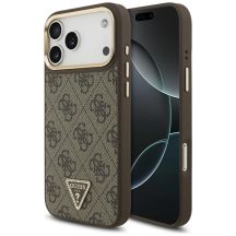 Guess 4G Triangle Logo MagSafe Case für iPhone 17 Pro Max - Braun und Gold
