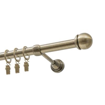 Einläufige Gardinenstange Ø 19 mm, Antikmessing, 320 cm, MAX-Knauf, mit Ringen, KOWALSKI