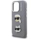 6. Karl Lagerfeld FW Grained Karl & Choupette Heads Pins Hülle für iPhone 16 Pro Max - Grau