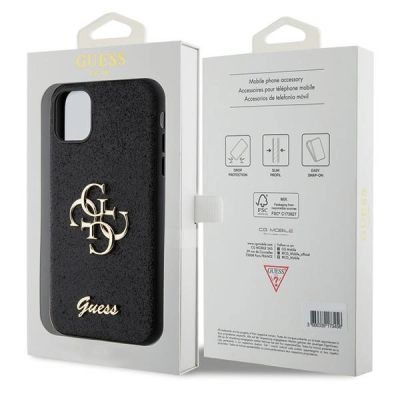 8. Guess GUHCN61HG4SGK Hülle für iPhone 11 / Xr – Schwarz Glitter Script Big 4G