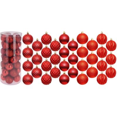 Dekorative Kunststoffkugeln, 6 cm, Set mit 35 Stück, rot