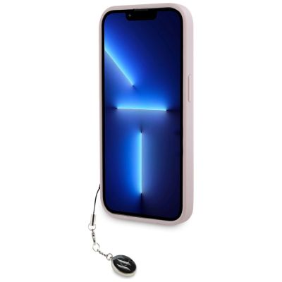 5. Karl Lagerfeld Saffiano Rhinestones & Charm Hülle für iPhone 15 Pro Max – Rosa