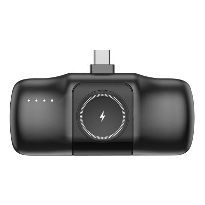 8. Wozinsky WF16-YCS 5000 mAh 15 W USB-C Mini-Powerbank mit integriertem USB-C-Kabel und Apple Watch Ladegerät – Schwarz