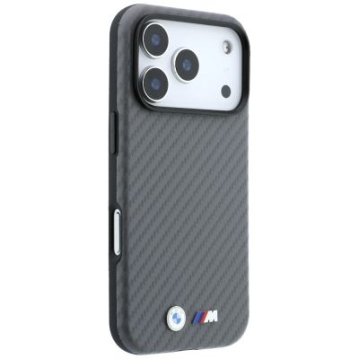 4. BMW M Carbon Metal Logo MagSafe Hülle für iPhone 17 Pro Max / 18 Pro Max – Grau