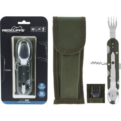 11. Survival-Touristen-Set: Taschenmesser mit 5-in-1-Besteck