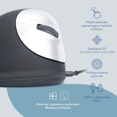 26. Ergonomische Maus R-Go Maus HE, ergonomisch, Rechtshänder, USB, mittel, schwarz, Einzelhandel