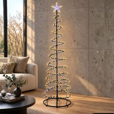 6. Dekorativer Weihnachtsbaum mit 640 LEDs und Wasserfall, 180 cm, Schwarz