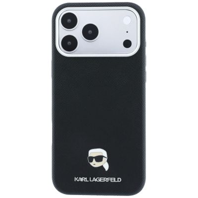 3. Karl Lagerfeld MagSafe-Schutzhülle mit genarbtem Karl-Kopf-Motiv für iPhone 18 Pro / 17 Pro – Schwarz