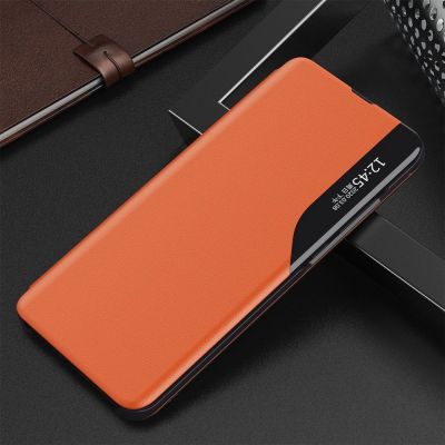 2. Eco Leather View Case Elegante Flip Cover Hülle mit Standfunktion Xiaomi Redmi K40 Pro + / K40 Pro / K40 / Poco F3 Orange