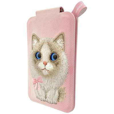 2. Nimmy Neue magnetische Geldbörse mit großen Augen und niedlichen Haustieren 2.0 Katze mit Handyhalterung – Rosa