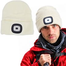 MÜTZE MIT STIRNLAMPE 4 LED 120 LM 3 LEUCHTMODI FÜR OUTDOOR-AKTIVITÄTEN, WEISS