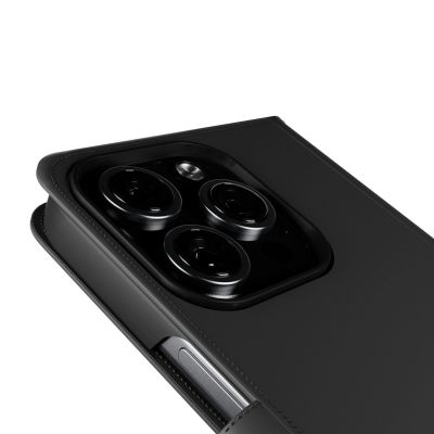 5. Puro Wallet Abnehmbare MagSafe 2in1 Öko-Lederhülle mit Klappe und Geldbörse für iPhone 16 Pro – Schwarz