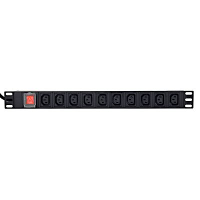 GEMBIRD Rack-Stromleiste (PDU) 10-fach Steckdosenleiste C13, 1 HE, 16 A, C20-Stecker, 2 m