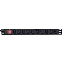 GEMBIRD Rack-Stromleiste (PDU) 10-fach Steckdosenleiste C13, 1 HE, 16 A, C20-Stecker, 2 m