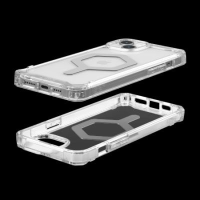 3. UAG Plyo MagSafe Hülle für iPhone 15 Plus – transparent und silber