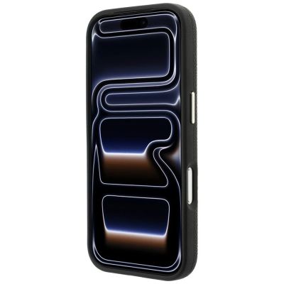 5. Karl Lagerfeld MagSafe-Hülle mit genarbter Oberfläche und Harz-Logo für iPhone 18 Pro / 17 Pro – Schwarz